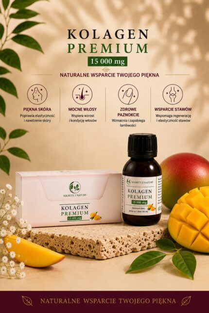 KOLAGEN PREMIUM 15 000 mg – z kwasem hialuronowym, MSM i witaminą C
